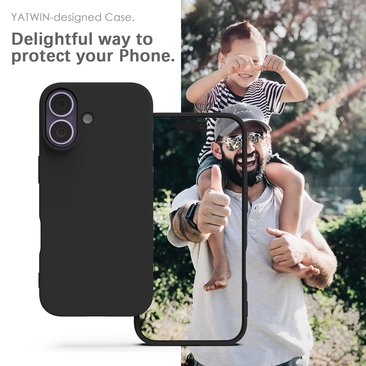 YATWIN Silicone Case for iPhone 17, Soft-Touch, Shockproof, DustProof, Antiskid Phone Cover for Apple iPhone 17 - Black - Image 3